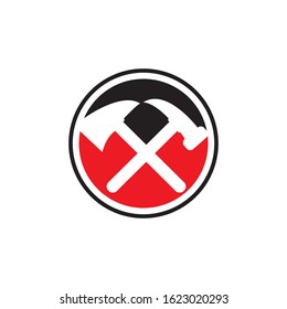 House repair logo. Tools icon. Roof repair logo. Repairs house sign. Home improvement icon.