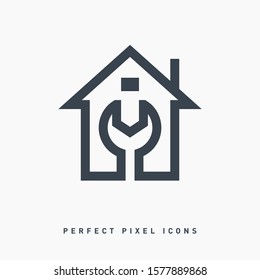 house repair pixel perfect line vector icon for web and app