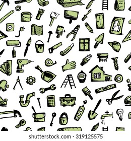 House repair, seamless pattern for your design. Vector illustration