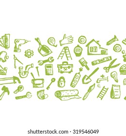 House repair, seamless pattern for your design. Vector illustration