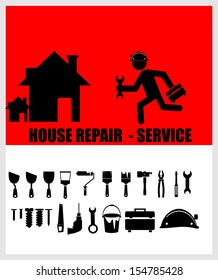 House repair service, Worker with tool