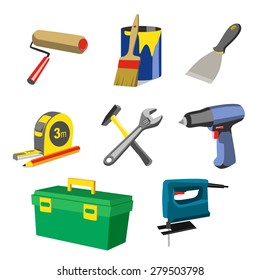 House repair tools instruments set. Vector design elements. 