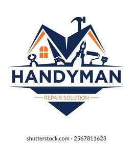 House repair tools logo. Handyman tools logo template.