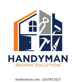 House repair tools logo. Handyman tools logo template.