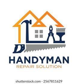 House repair tools logo. Handyman tools logo template.