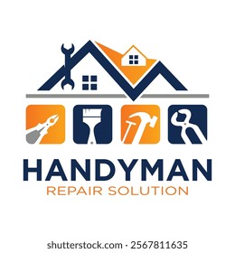 House repair tools logo. Handyman tools logo template.