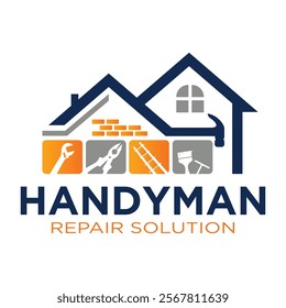 House repair tools logo. Handyman tools logo template.