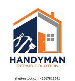 House repair tools logo. Handyman tools logo template.