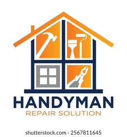 House repair tools logo. Handyman tools logo template.