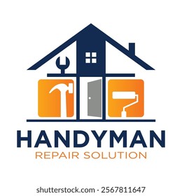 House repair tools logo. Handyman tools logo template.