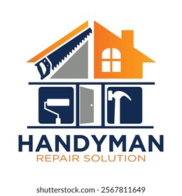 House repair tools logo. Handyman tools logo template.