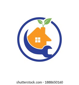 Hausreparatur-Vektorlogo-Design-Vorlage. Design des Logos für die Restaurierung und Renovierung von Häusern.	
