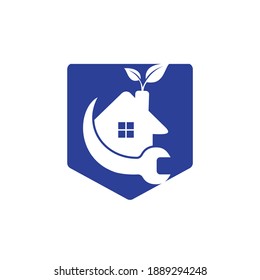 Plantilla de diseño del logotipo del vector de reparación de viviendas. Diseño del logotipo del servicio de restauración y renovación de viviendas.	
