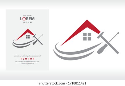 house and repairing tools, vector flyer template