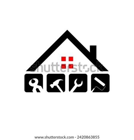 house reparation or construction logo