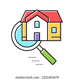 vector de icono de color de investigación de casa. signo de investigación de casa. ilustración de símbolo aislado