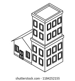 House and residence buildings isometric