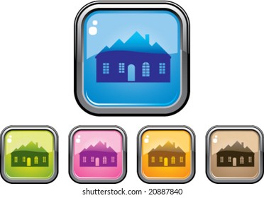 House Residence Glossy Button