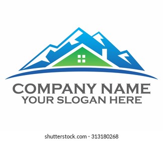 house residence mountains top peaks icon logo