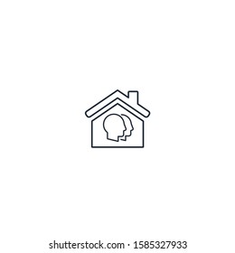 House residence. Representation of the company. Vector linear icon on a white background.
