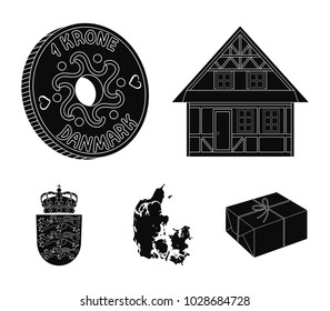 House, residential, style, and other web icon in black style. Country, Denmark, sea, icons in set collection.