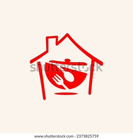 house restaurant logo design. Vector illustration of abstract home, spoon, fork, and bowl shape. modern logo design vector icon template