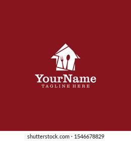 House restaurant logo with a spoon and fork in the middle