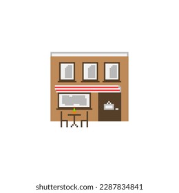 The house is a restaurant for mobile or computer games for the background. created in 2d and pixel art style