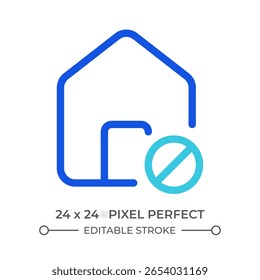 House restriction colorful line ui icon. Forbidden area, sign. Security, protection. Home safety, private property. Isolated vector duotone linear symbol. User interface element, pixel perfect