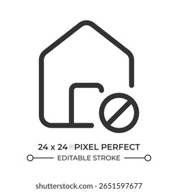 Icône d'interface utilisateur de ligne de restriction maison. Zone interdite, panneau. Sécurité, protection. Sécurité à la maison, propriété privée. Symbole de contour d'Image vectorielle isolé. Élément d'interface utilisateur Webdesign linéaire, au pixel près