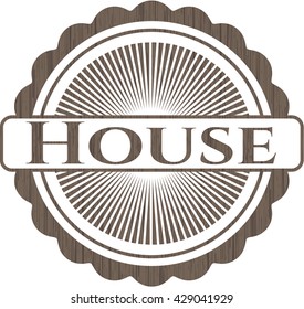 House retro style wood emblem