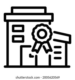 House with a reward icon. Outline house with a reward vector icon for web design isolated on white background