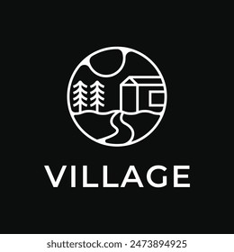 house river village outdoor logo design concept idea