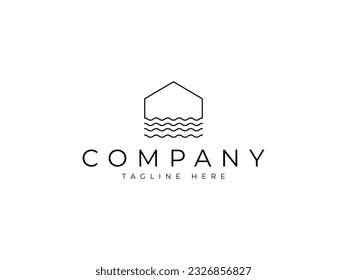 house river water vector logo design