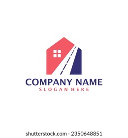 Vector de diseño del logo de House Road. Concepto de plantilla de diseño del logotipo de Home Road