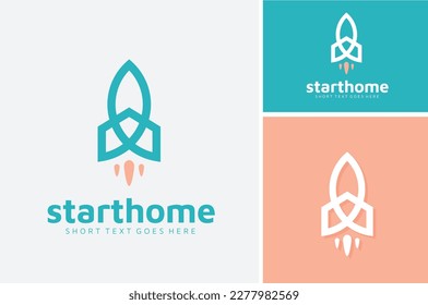 House with Rocket Jet Plane for Home Business Start Up or Residential Mortgage Property Company logo design