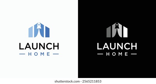 House and rocket vector logo design with modern, simple, clean and abstract style. Icon for business, architect, construction and personal branding.