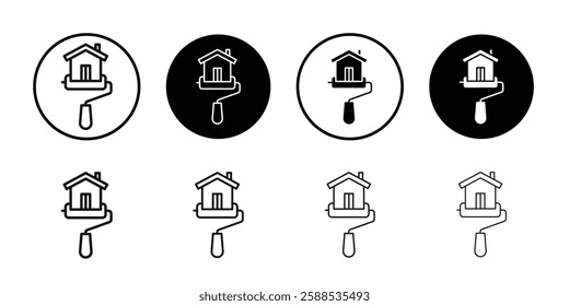 House with roller for painting icon line art vector