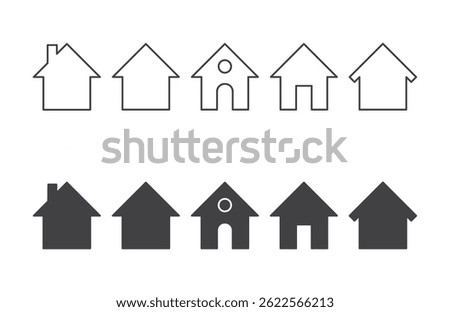 house with rood and door web icon set