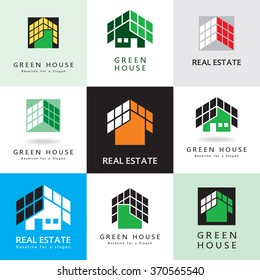 House with roof, abstract graphic symbol, vector icon, sign. Set of simple images, design element.