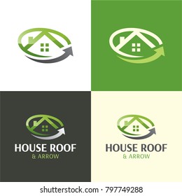 House Roof & Arrow Moving Company Logo and Icon - Vector Illustration