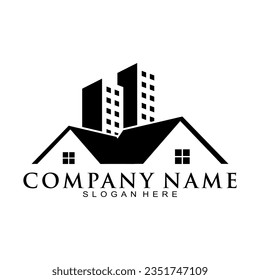 House roof and building illustration logo design vector