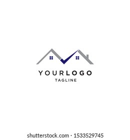 house roof with check mark symbol logo template vector design. eps10