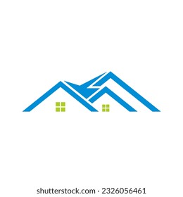 Imagen vectorial del logotipo de construcción del techo de la casa
