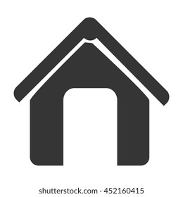 House with roof and door icon in black and white , vector illustration graphic design.