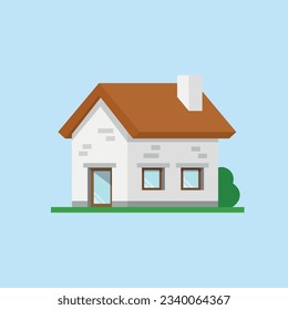 House with roof, door, window, wall icon vector illustration. Home on isolated background. Building sign concept.