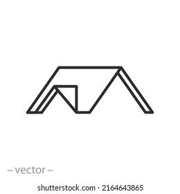 house roof icon, roofing work logo, structural engineering, thin line symbol on white background - editable stroke vector illustration