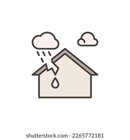 House with Roof Leak vector concept colored icon or logo element