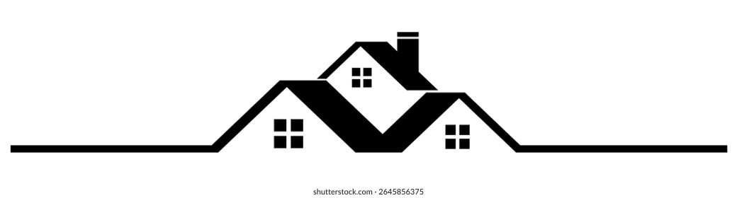 House roof logo vector, symbolizing shelter, home, and property. Ideal for real estate brands, construction companies, housing services, or architectural firms seeking a clear identity.