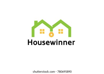 House Roof Medal Logo Symbol Vector Logo Design Illustration
